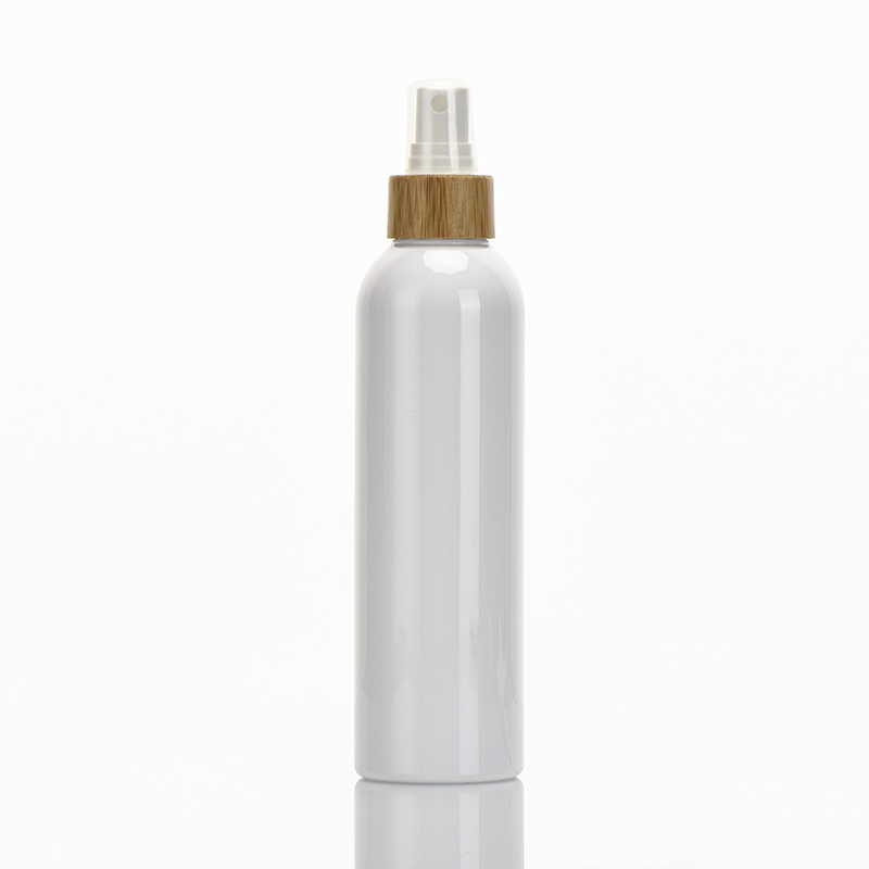 Plastic perfume glossy white bamboo screw cap plastic bottle 250ml