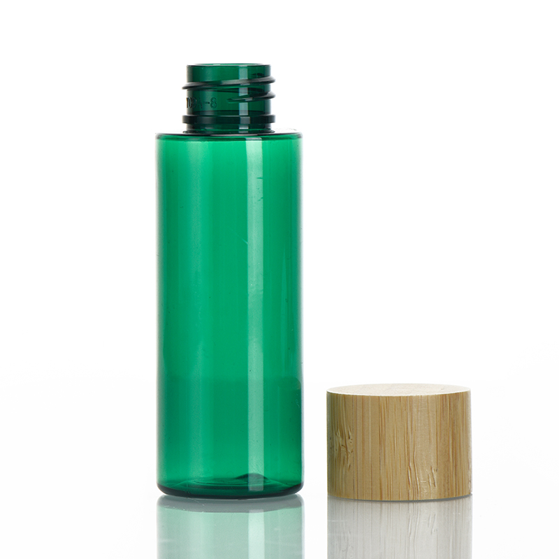 40ml green bottles cosmetic packaging with bamboo screw lid  recyclable cosmetic packaging mini bott