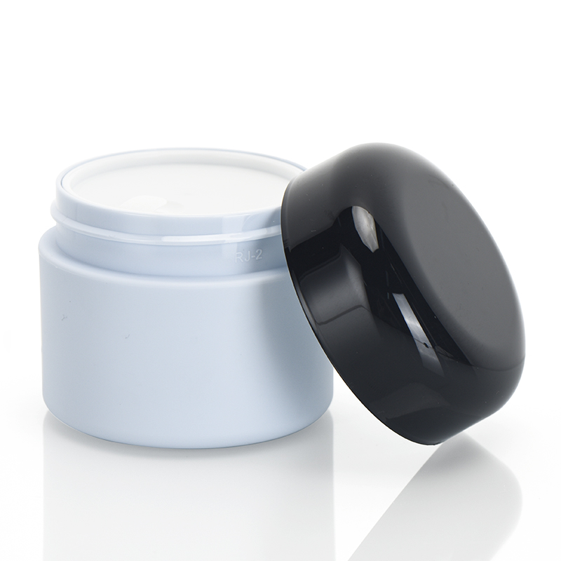 Biodegradable 50g Matte Face Eye Cream Cosmetic Packaging Jar With Black Lid