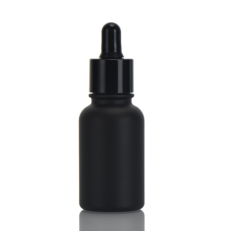 Custom Round Shape Dropper Bottle 35ml Black Color With Inner Plug