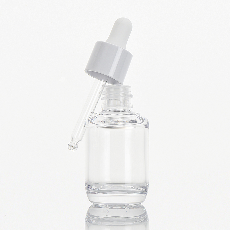 30ml Round Shoulder Skincare Custom Empty Container Plastic Cosmetic Packaging Dropper Bottle in Blu